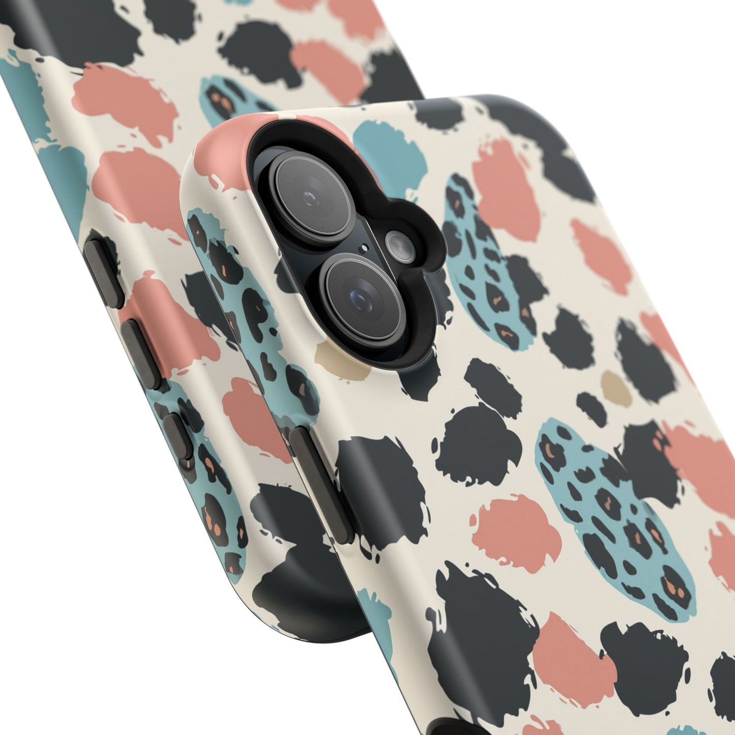 Leopard Splash Magnetic Impact Phone Case — Teal & Coral Animal Print