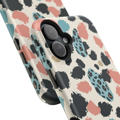 Leopard Splash Magnetic Impact Phone Case — Teal & Coral Animal Print