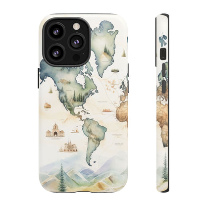 Hard Phone Case — Watercolor Fantasy Map Castle Design