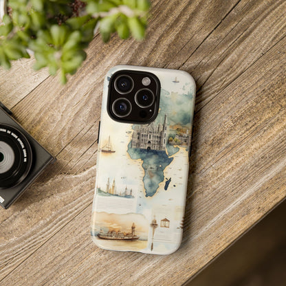 Hard Phone Case — Watercolor Fantasy Map Castle Design