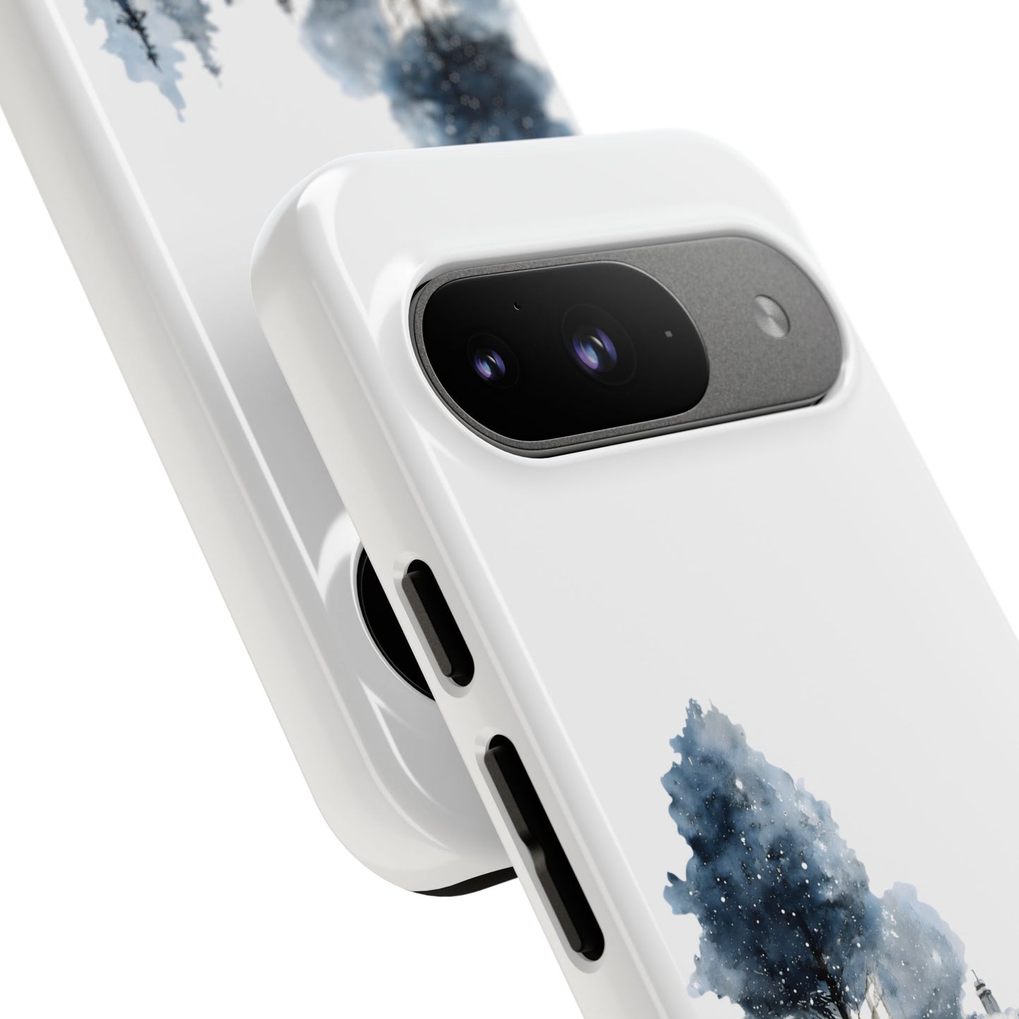Nature-Inspired Tough Phone Case with Winter Cabin Design