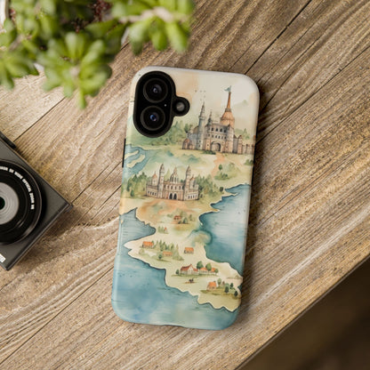Hard Phone Case — Watercolor Fantasy Map Castle Design