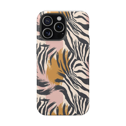 Zebra Brushstroke Magnetic Impact Phone Case,Africa Pattern