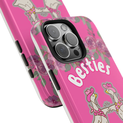 Colorful Floral Besties Phone Case, Tough Mobile Cover for Best Friends, Cute Gift for Friendship Day, Unique Cell Phone Protection