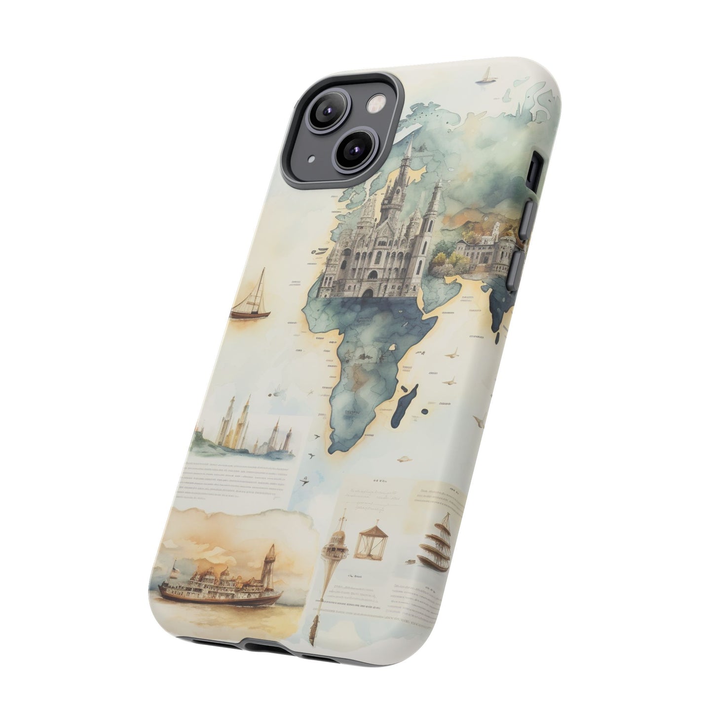 Hard Phone Case — Watercolor Fantasy Map Castle Design