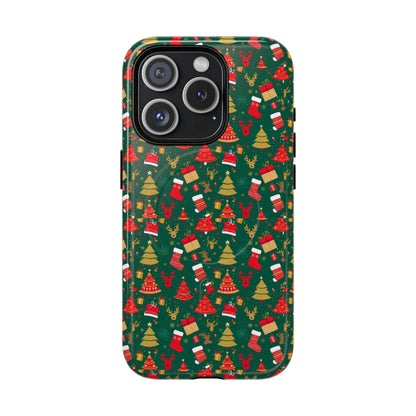 Christmas Tough Magnetic Phone Case | Festive Holiday Accessory | Cute Santa & Tree Design, Gift for Him/Her, Seasonal Tech