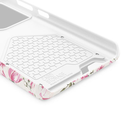 Chic Floral Phone Case with Card Holder for Princesses, Cute Floral Design, Gift for Her