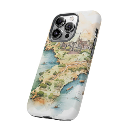 Hard Phone Case — Watercolor Fantasy Map Castle Design