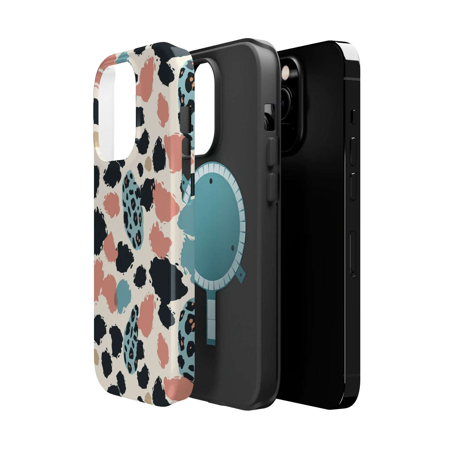 Leopard Splash Magnetic Impact Phone Case — Teal & Coral Animal Print