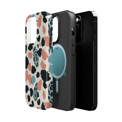 Leopard Splash Magnetic Impact Phone Case — Teal & Coral Animal Print