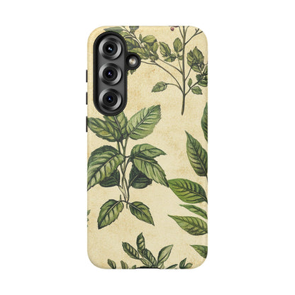 Botanical Leaves Tough Phone Case — Vintage Green Plant Print