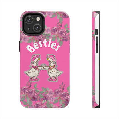 Colorful Floral Besties Phone Case, Tough Mobile Cover for Best Friends, Cute Gift for Friendship Day, Unique Cell Phone Protection
