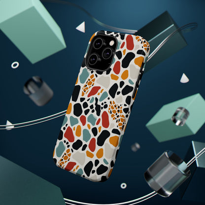 Terrazzo Pattern Magnetic Impact Phone Case — Colorful Retro Pebble Design