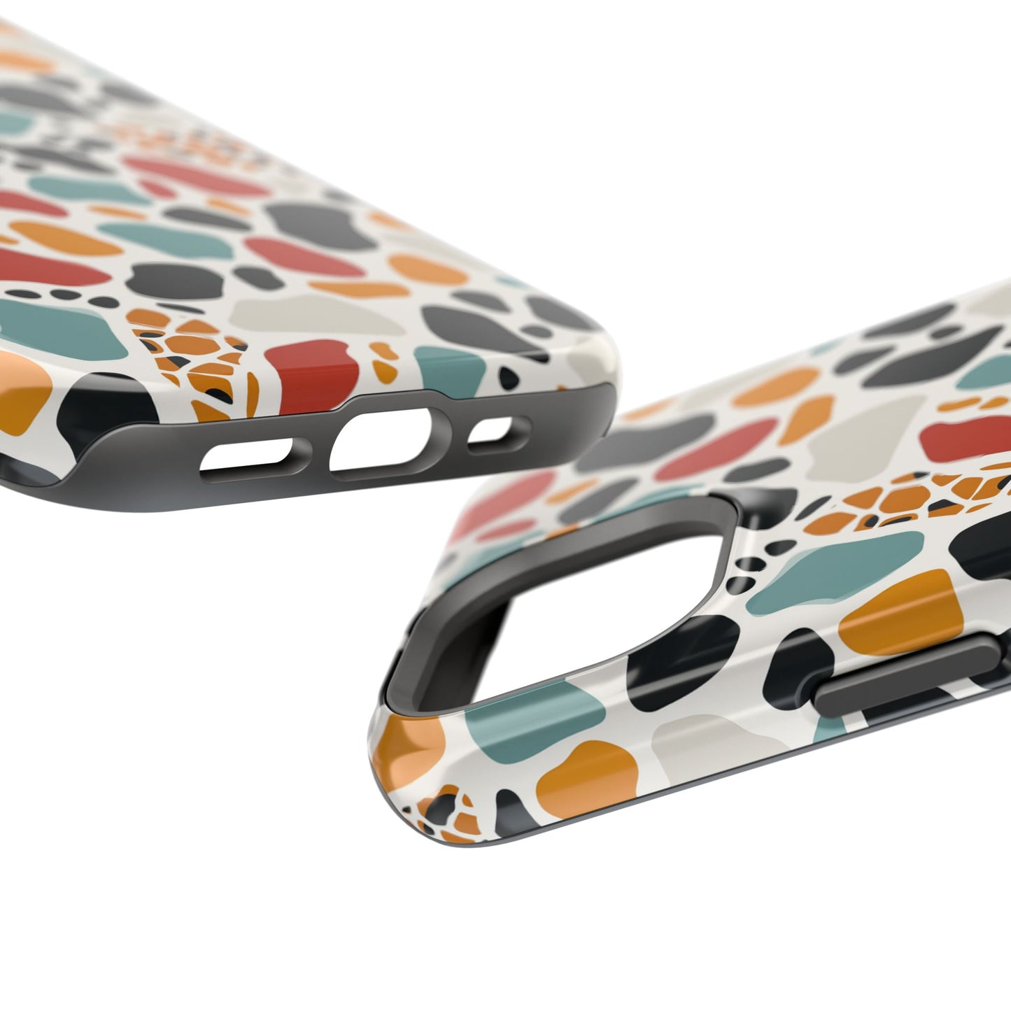 Terrazzo Pattern Magnetic Impact Phone Case — Colorful Retro Pebble Design