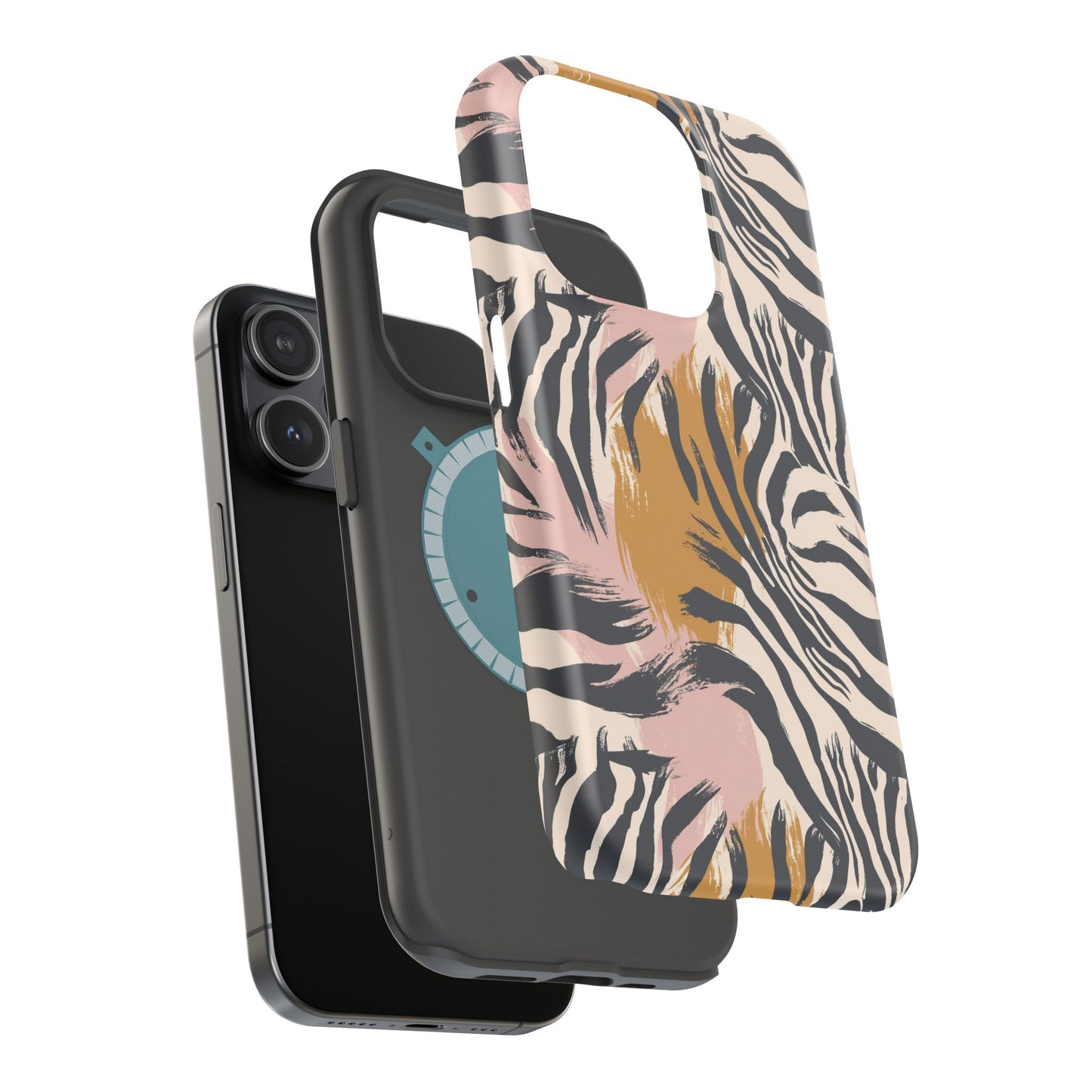 Zebra Brushstroke Magnetic Impact Phone Case,Africa Pattern