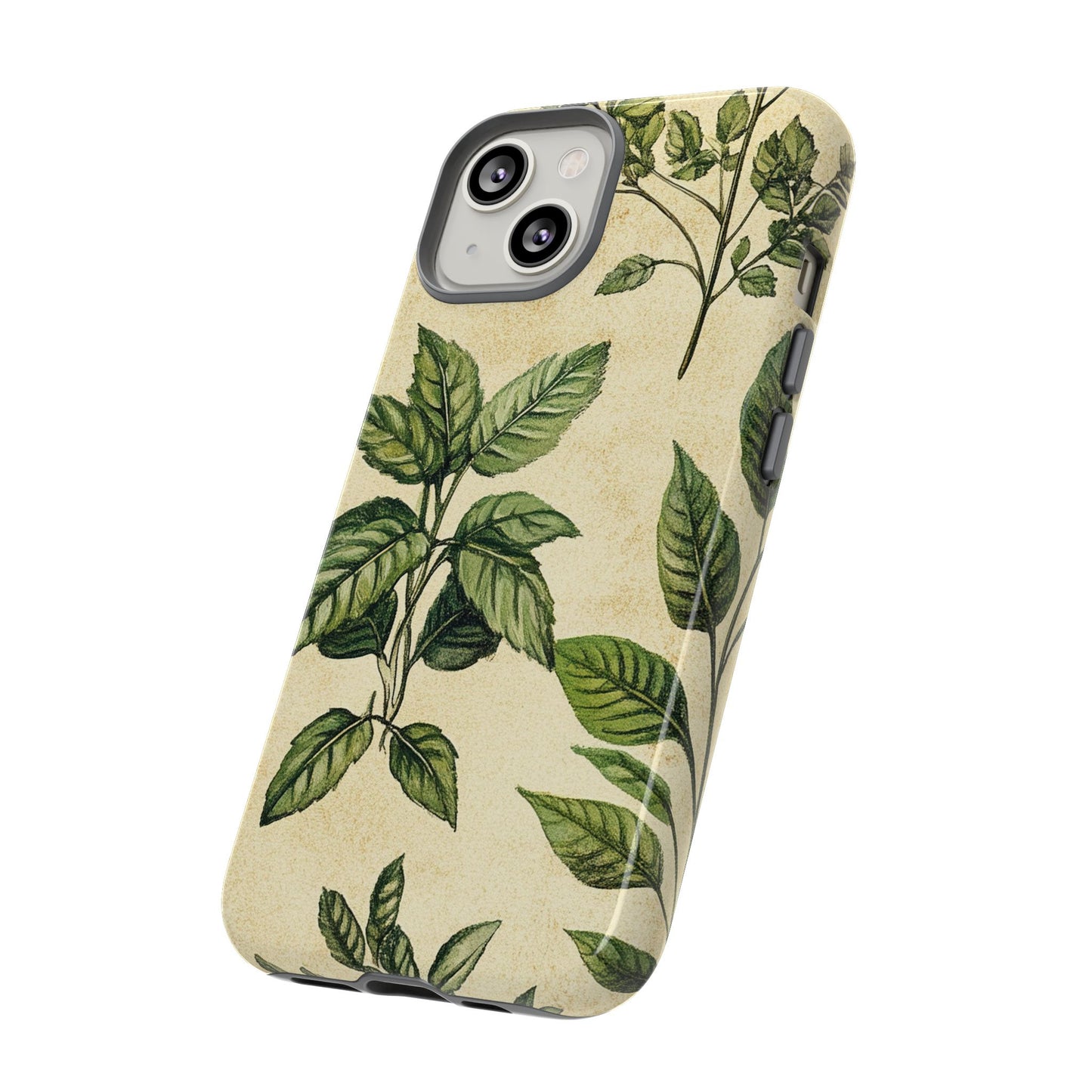 Botanical Leaves Tough Phone Case — Vintage Green Plant Print