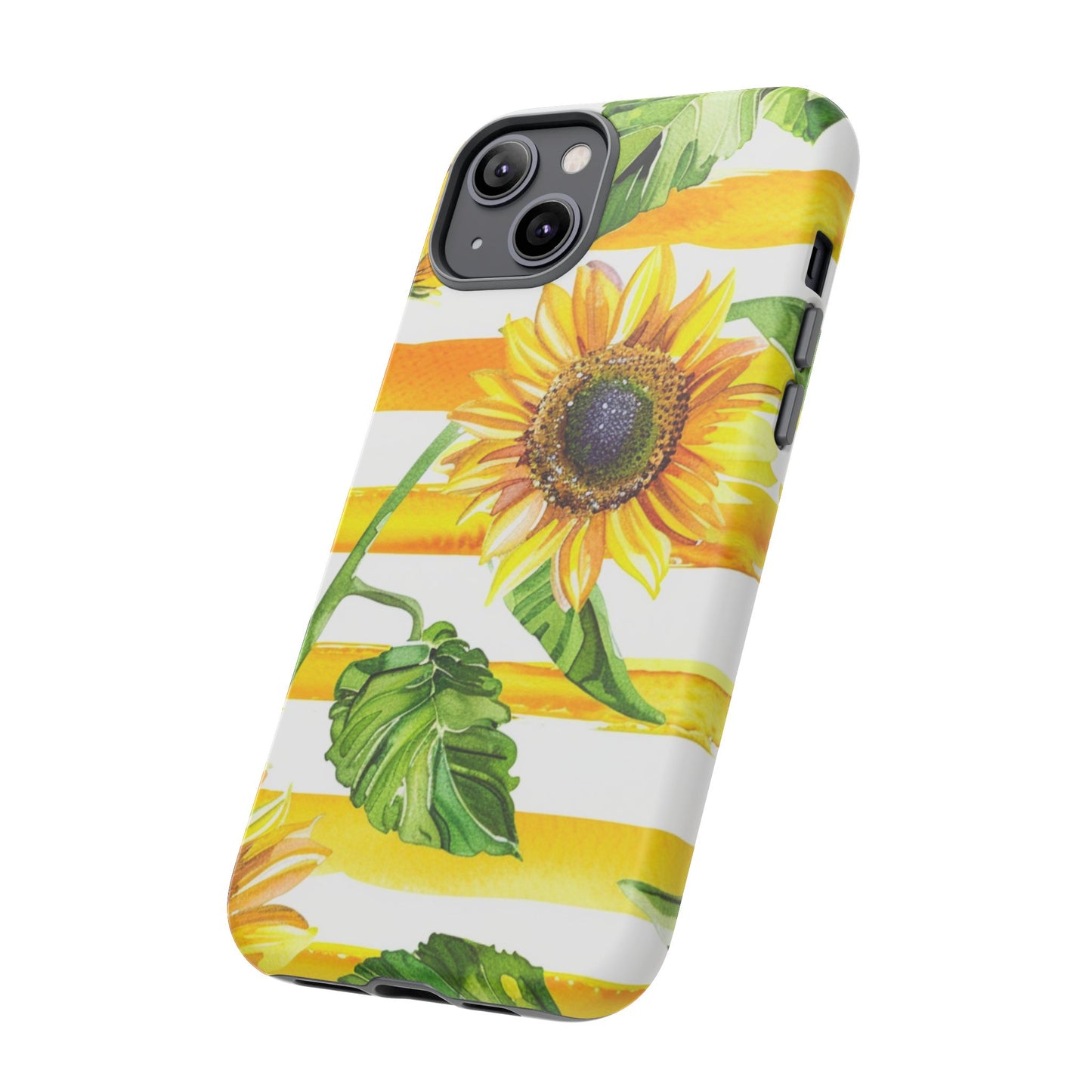 Sunflower Stripes Phone Case - Bright Floral Tough Case