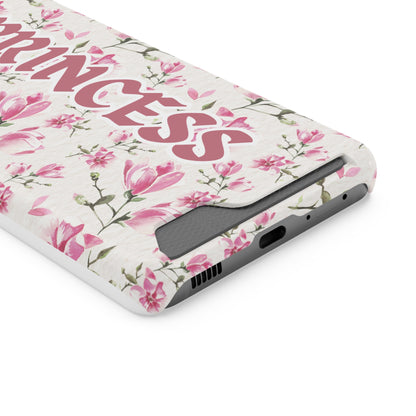 Chic Floral Phone Case with Card Holder for Princesses, Cute Floral Design, Gift for Her
