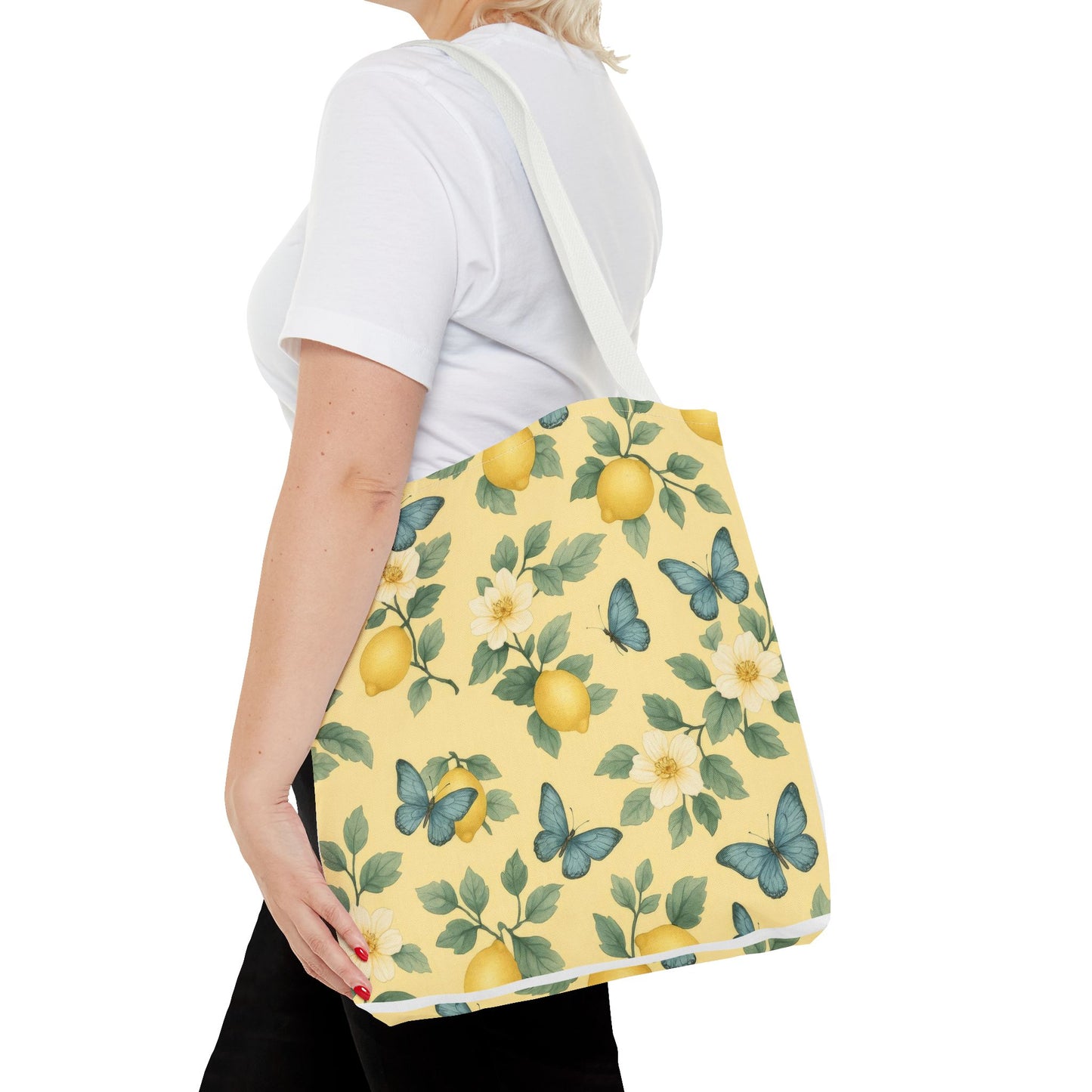 Sunny Lemon Blossom Tote Bag, Summer Vibes, Eco-Friendly Shopping Bag, Floral Market Tote, Perfect Gift for her/him