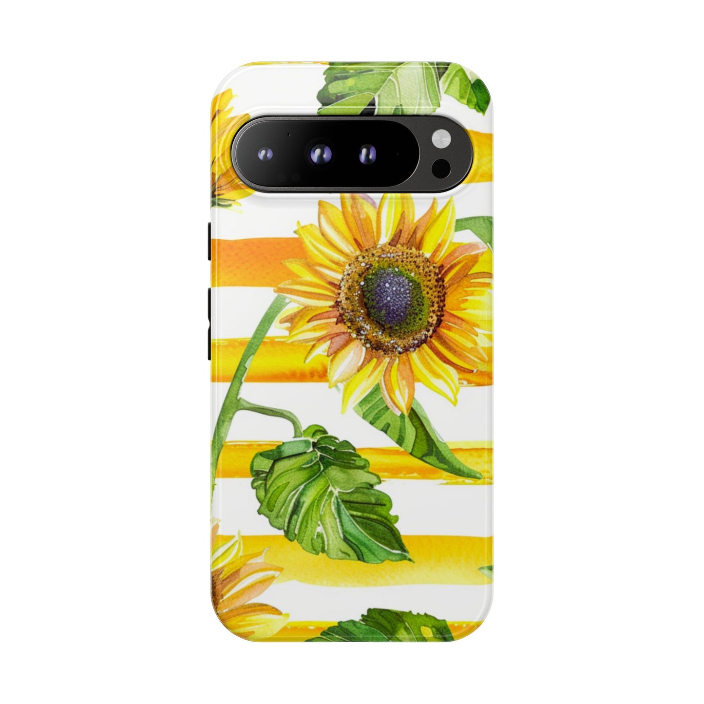 Sunflower Stripes Phone Case - Bright Floral Tough Case
