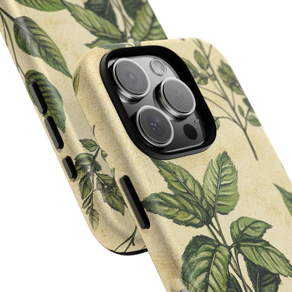 Botanical Leaves Tough Phone Case — Vintage Green Plant Print