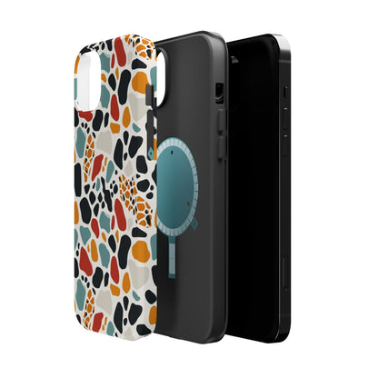 Terrazzo Pattern Magnetic Impact Phone Case — Colorful Retro Pebble Design