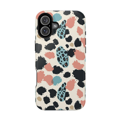 Leopard Splash Magnetic Impact Phone Case — Teal & Coral Animal Print