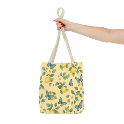 Sunny Lemon Blossom Tote Bag, Summer Vibes, Eco-Friendly Shopping Bag, Floral Market Tote, Perfect Gift for her/him