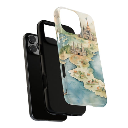 Hard Phone Case — Watercolor Fantasy Map Castle Design