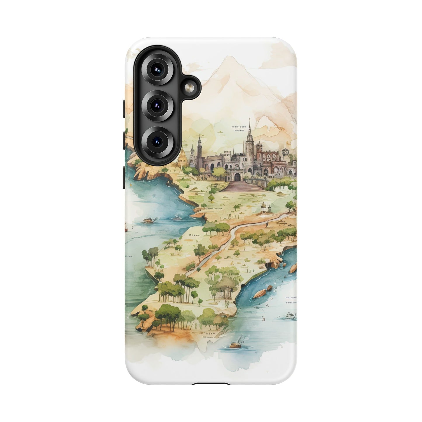 Hard Phone Case — Watercolor Fantasy Map Castle Design