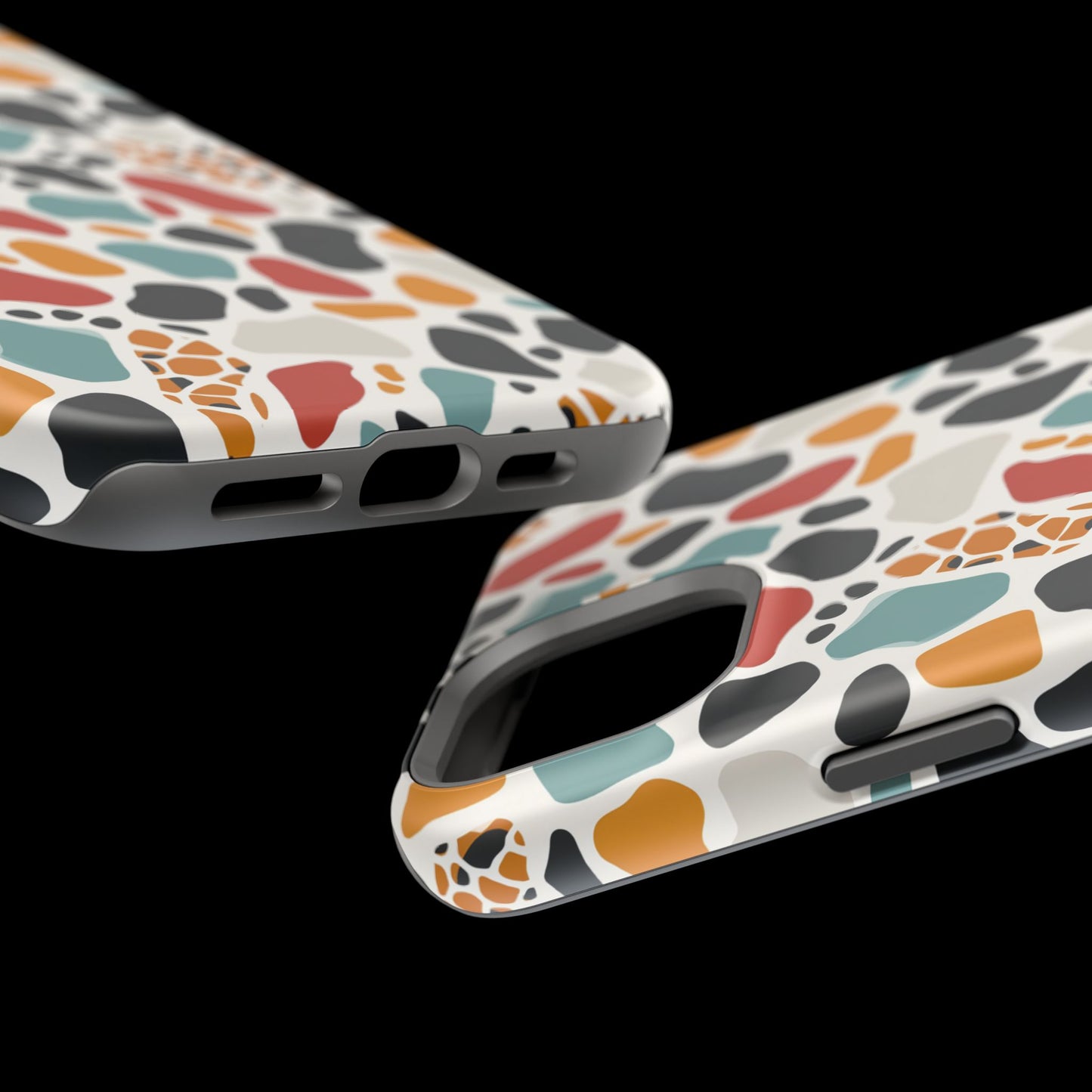 Terrazzo Pattern Magnetic Impact Phone Case — Colorful Retro Pebble Design