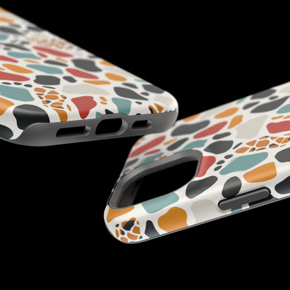 Terrazzo Pattern Magnetic Impact Phone Case — Colorful Retro Pebble Design