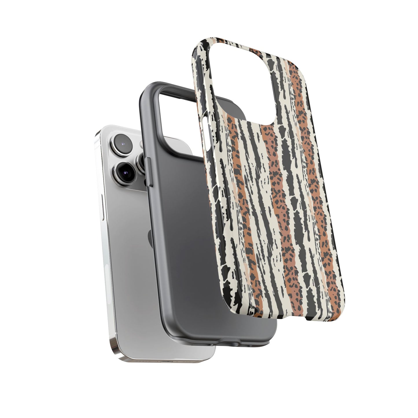 Animal Stripe Phone Case — Leopard & Zebra Pattern Tough Protective Cover,Africa Pattern .