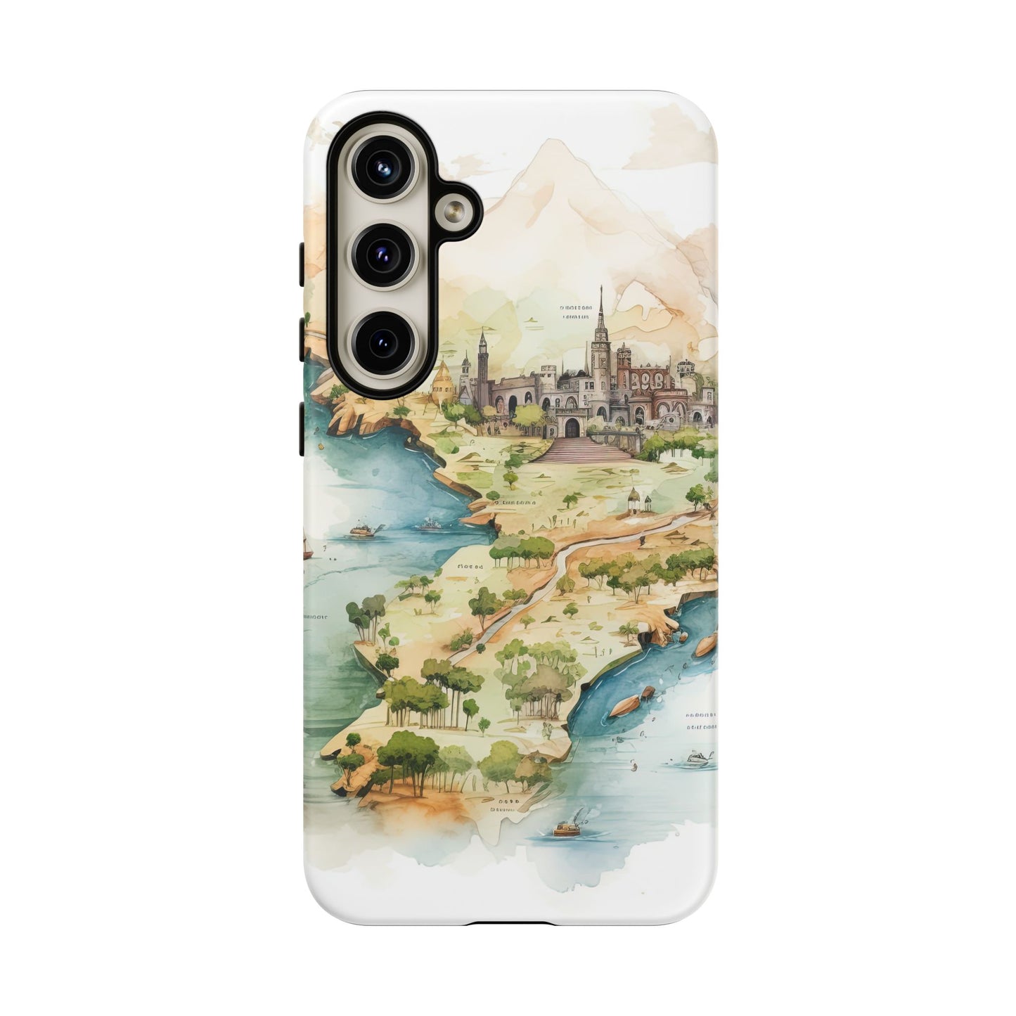 Hard Phone Case — Watercolor Fantasy Map Castle Design
