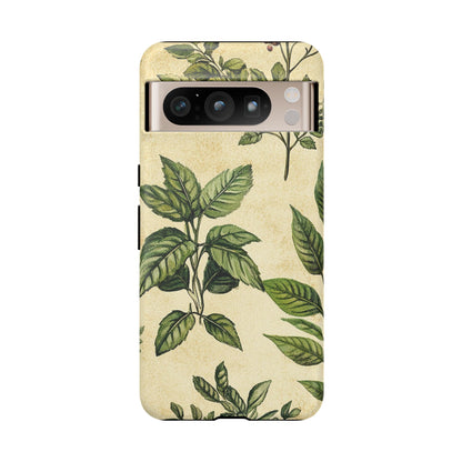 Botanical Leaves Tough Phone Case — Vintage Green Plant Print