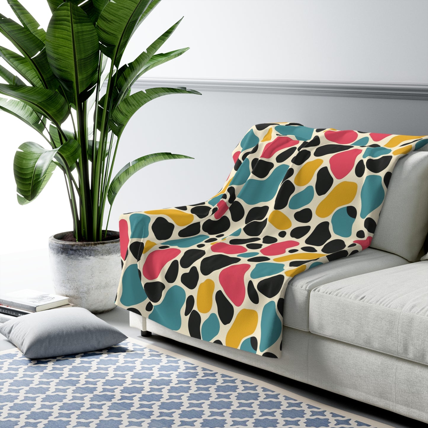 Sherpa Fleece Blanket with Multicolors