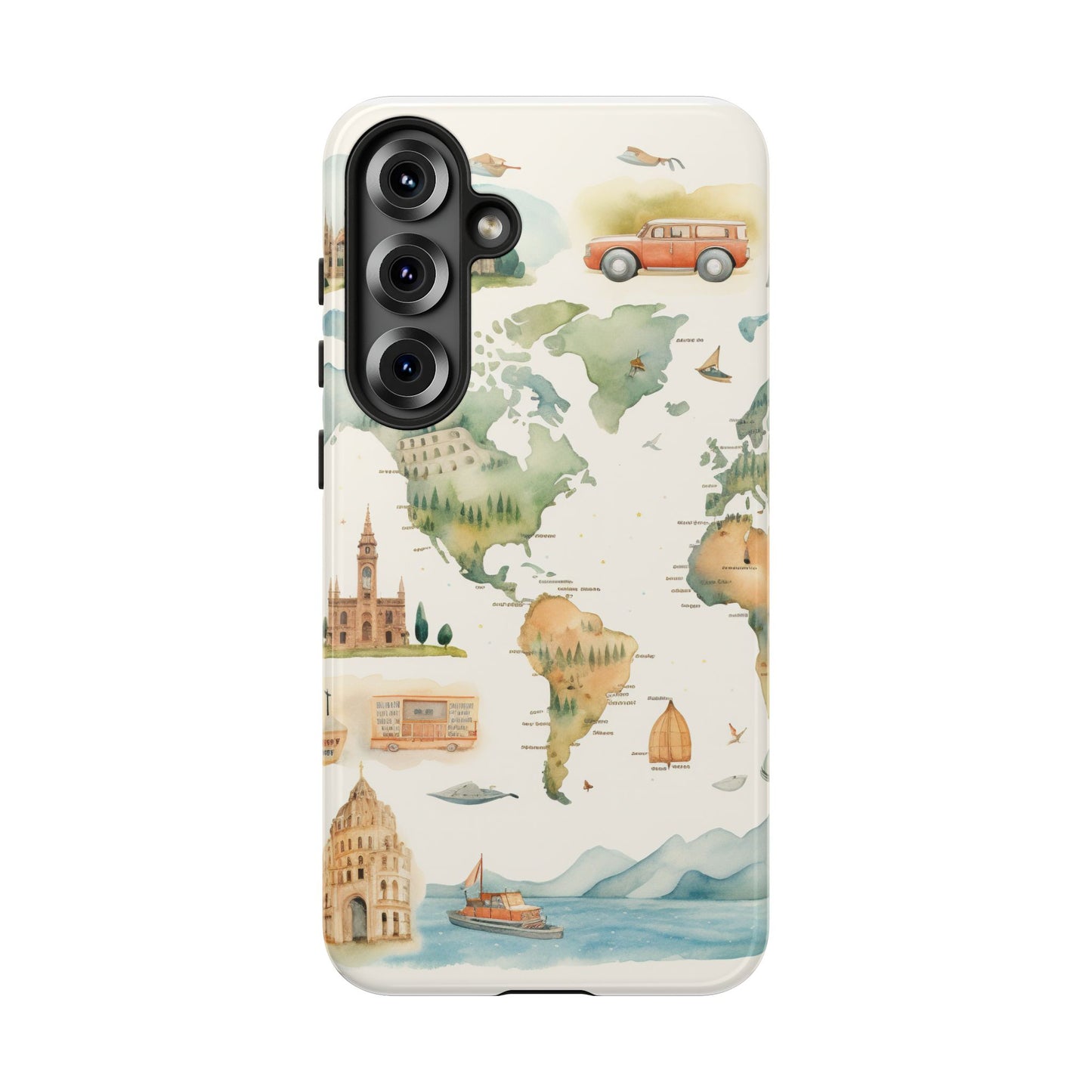 Hard Phone Case — Watercolor Fantasy Map Castle Design