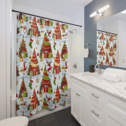 Christmas Shower Curtain, Festive Holiday Decor, Winter Wonderland, Bathroom Accessories, Gift for Her, Holiday Home