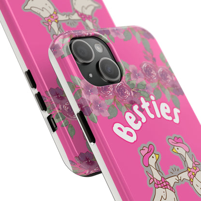 Colorful Floral Besties Phone Case, Tough Mobile Cover for Best Friends, Cute Gift for Friendship Day, Unique Cell Phone Protection