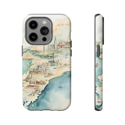 Hard Phone Case — Watercolor Fantasy Map Castle Design