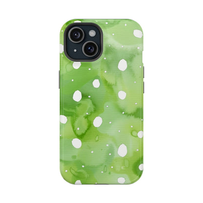 Green Watercolor Polka Dot Magnetic Impact Phone Case