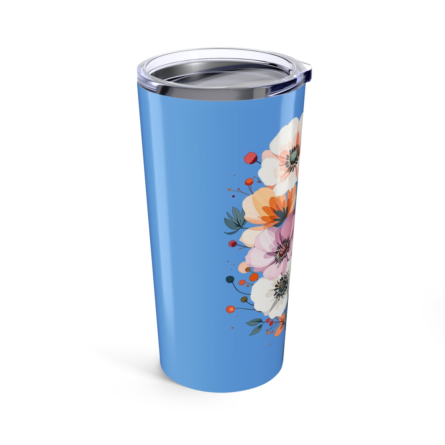 Floral Bouquet 20oz Tumbler — Blue Spring Anemone Travel Mug