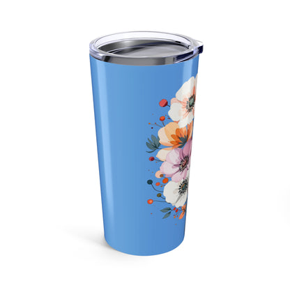 Floral Bouquet 20oz Tumbler — Blue Spring Anemone Travel Mug