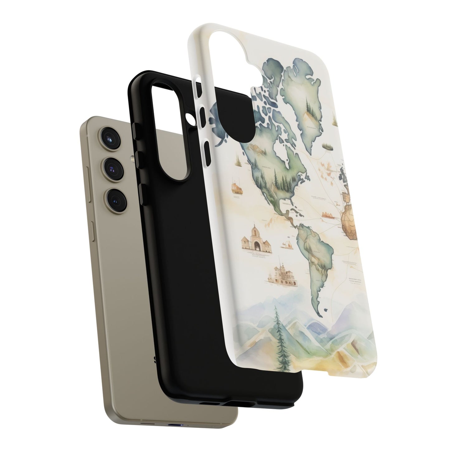 Hard Phone Case — Watercolor Fantasy Map Castle Design