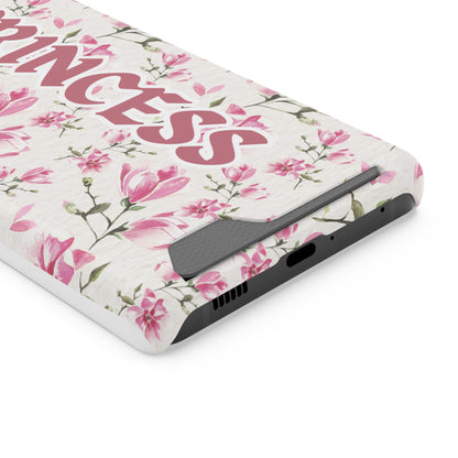 Chic Floral Phone Case with Card Holder for Princesses, Cute Floral Design, Gift for Her