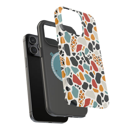 Terrazzo Pattern Magnetic Impact Phone Case — Colorful Retro Pebble Design