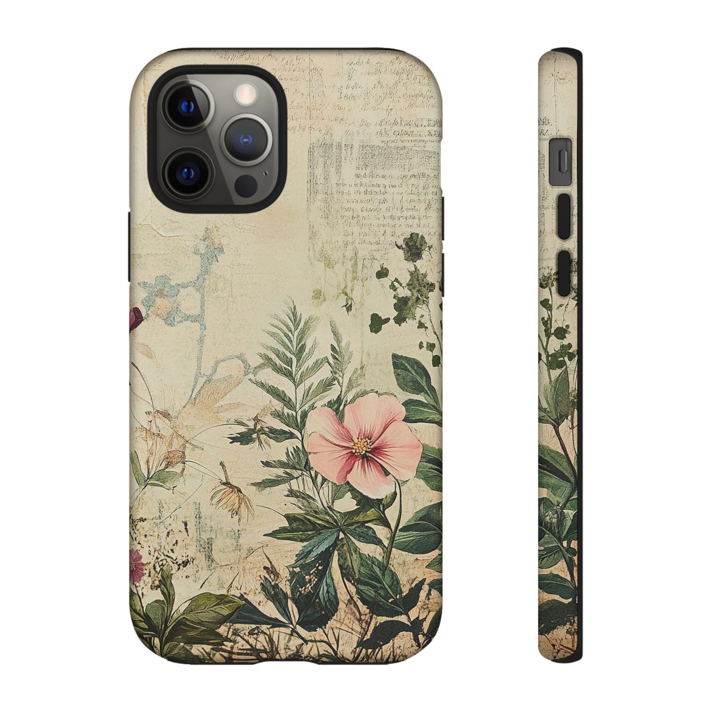 Floral Vintage Tough Case – Botanical Protective Phone Cover,Plants Lovers