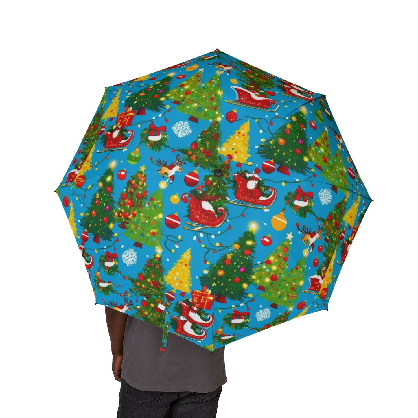 Festive Christmas Umbrella, Holiday Foldable Umbrella, Cute Rain Gear, Gift for Her, Waterproof Umbrella with Bow Design,Christmas holiday