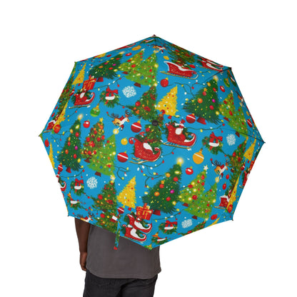 Festive Christmas Umbrella, Holiday Foldable Umbrella, Cute Rain Gear, Gift for Her, Waterproof Umbrella with Bow Design,Christmas holiday