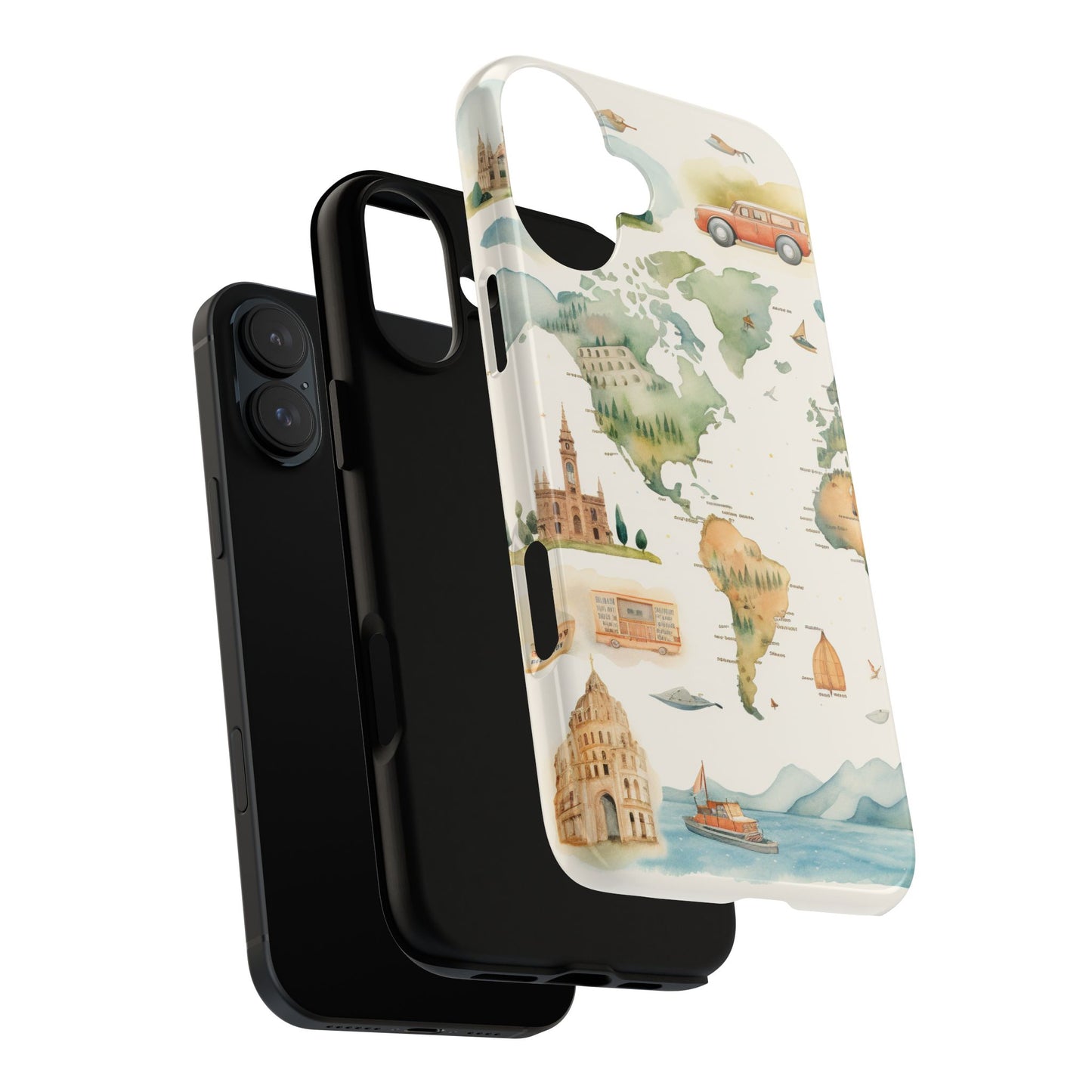 Hard Phone Case — Watercolor Fantasy Map Castle Design